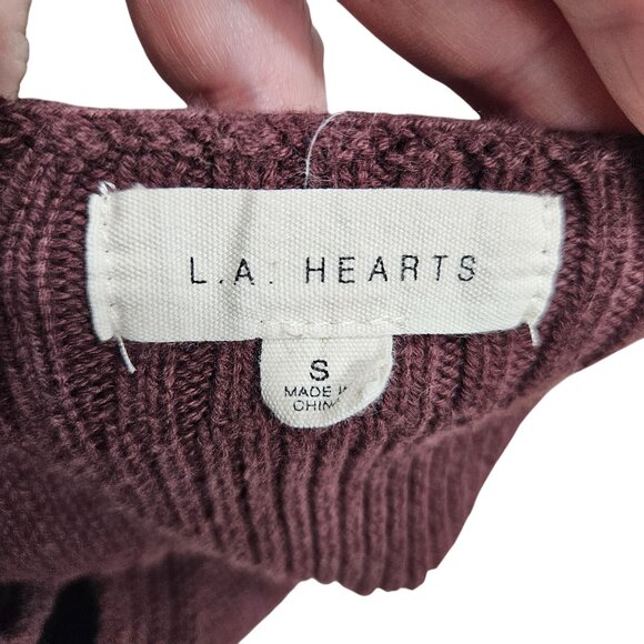 L.A. Hearts Cotton Knit Brown Cropped Tank Top With Peace Sign Embroidery Small - Picture 3 of 7